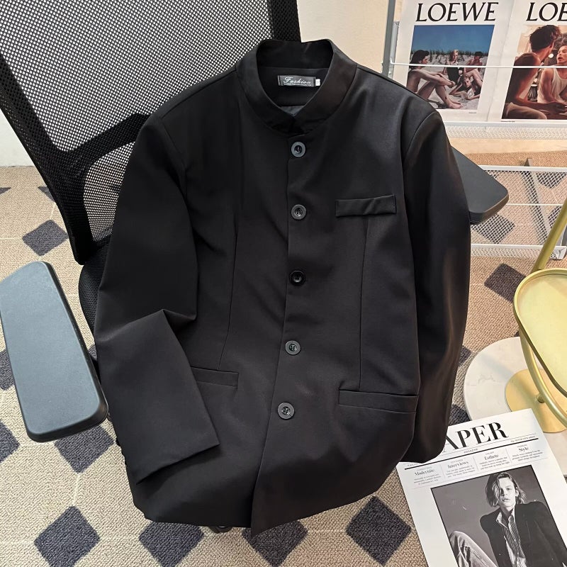 High-End Stylish New Chinese-Style Men'S Spring Casual Stand-Collar Short Blazer Jacket Ins Trend - Image 2